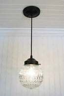 RARE Vintage Diamond-Cut Glass Globe Ceiling Light by The Lamp Goods