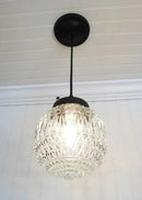 RARE Vintage Diamond-Cut Glass Globe Ceiling Light by The Lamp Goods