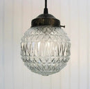 RARE Vintage Diamond-Cut Glass Globe Ceiling Light by The Lamp Goods