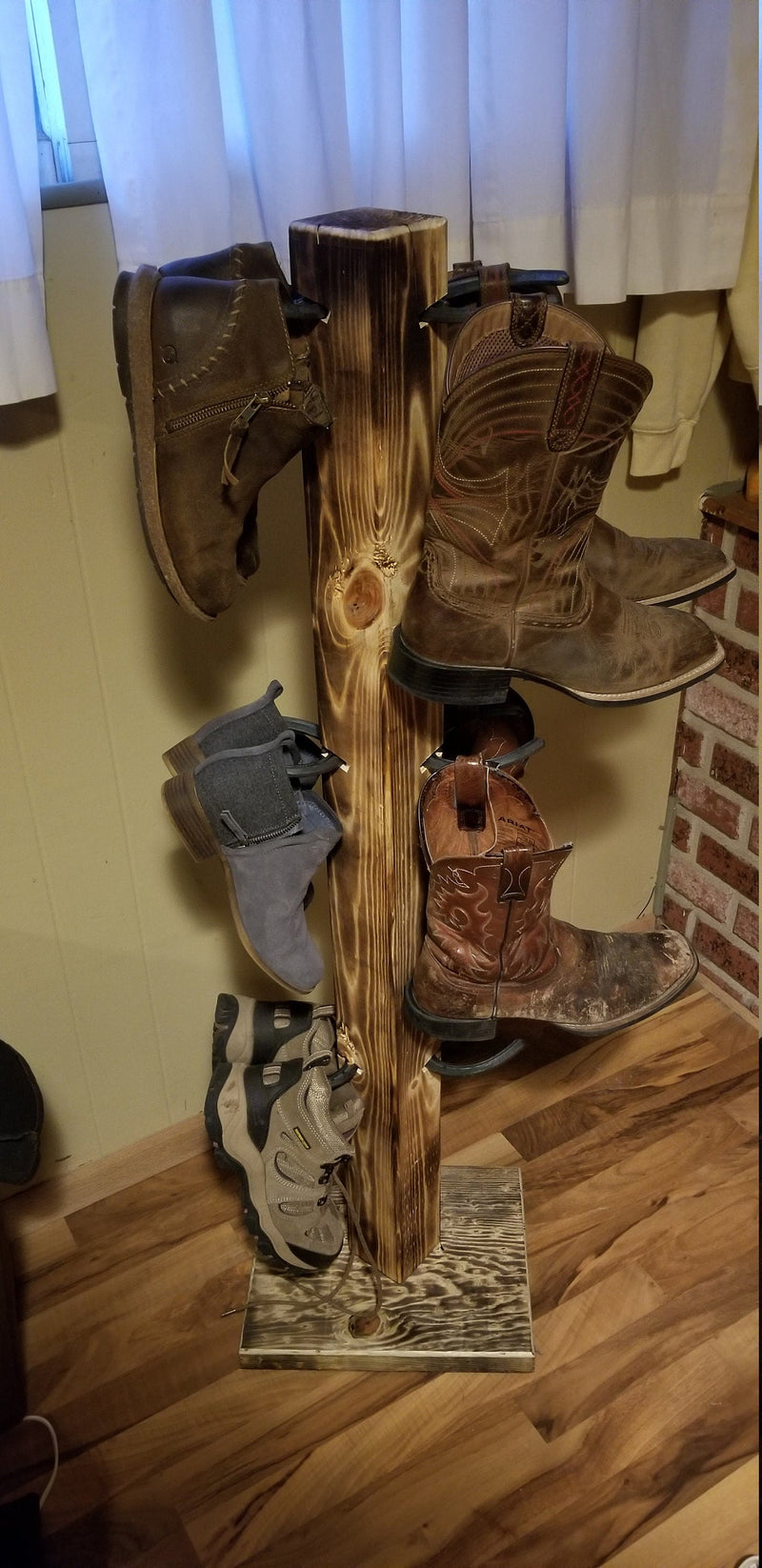 6 Pair Cowboy Boot Tree Rack | Vertical Western Boot Organizer | Rustic Wooden Boot Storage Stand | Mudroom & Entryway Decor | Handcrafted in USA