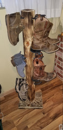 6 Pair Cowboy Boot Tree Rack | Vertical Western Boot Organizer | Rustic Wooden Boot Storage Stand | Mudroom & Entryway Decor | Handcrafted in USA