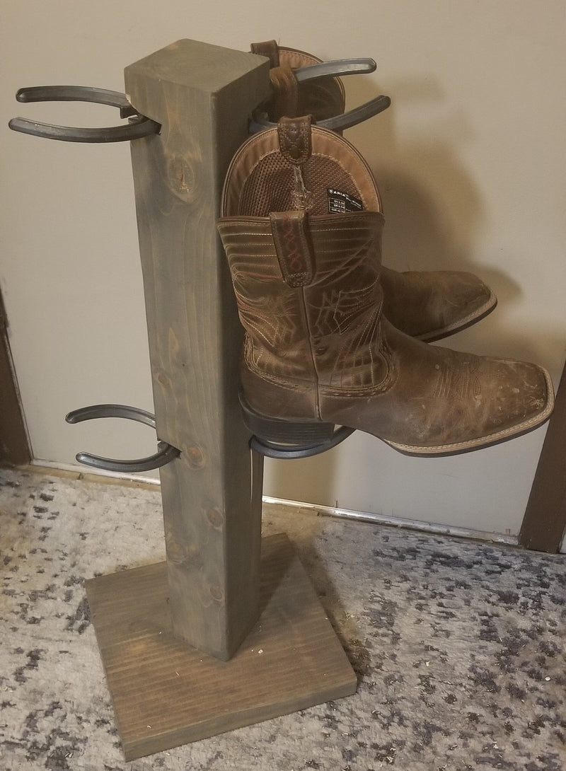 4 Pair Cowboy Boot Tree Rack | Vertical Western Boot Organizer | Rustic Wooden Boot Storage Stand | Mudroom & Entryway Decor | Handcrafted in USA