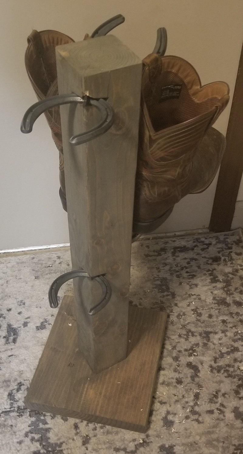 4 Pair Cowboy Boot Tree Rack | Vertical Western Boot Organizer | Rustic Wooden Boot Storage Stand | Mudroom & Entryway Decor | Handcrafted in USA