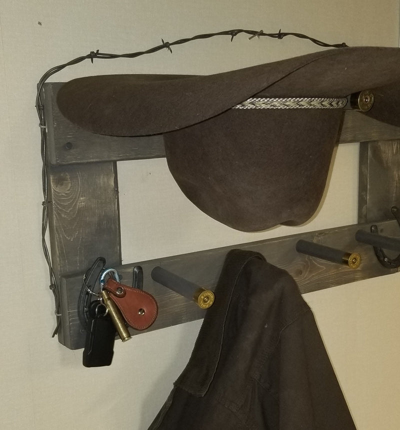 2 Cowboy Hat Rack Horizontal | Cowboy Hat Holder |  Rustic Western Hat Display | Handcrafted Wooden Organizer | Space-Saving Home Decor | Made in USA