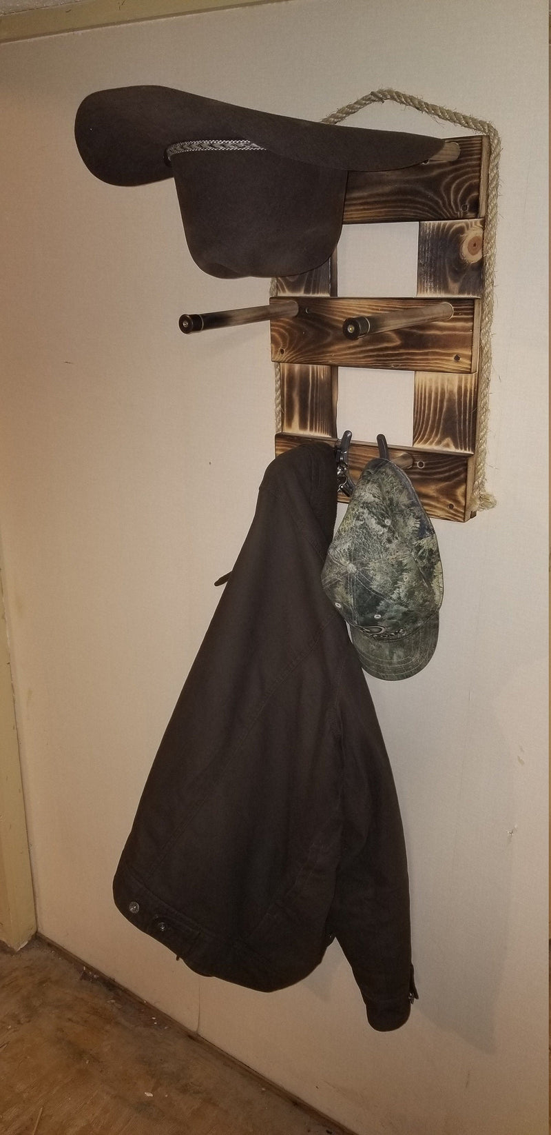 2 Cowboy Hat Rack Vertical | Cowboy Hat Holder | Rustic Western Hat Display | Handcrafted Wooden Organizer | Space-Saving Home Decor | Made in USA