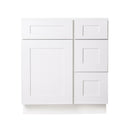 30 Inch White Shaker Single Sink Bathroom Vanity with Drawers on the Right