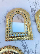 Set of 14 , 7  Small Brass Mirror - Small Decorative Wall Mirrors