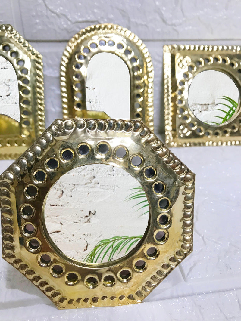 Set of Wall Decorative Mirrors - Brass Small Wall Mirrors