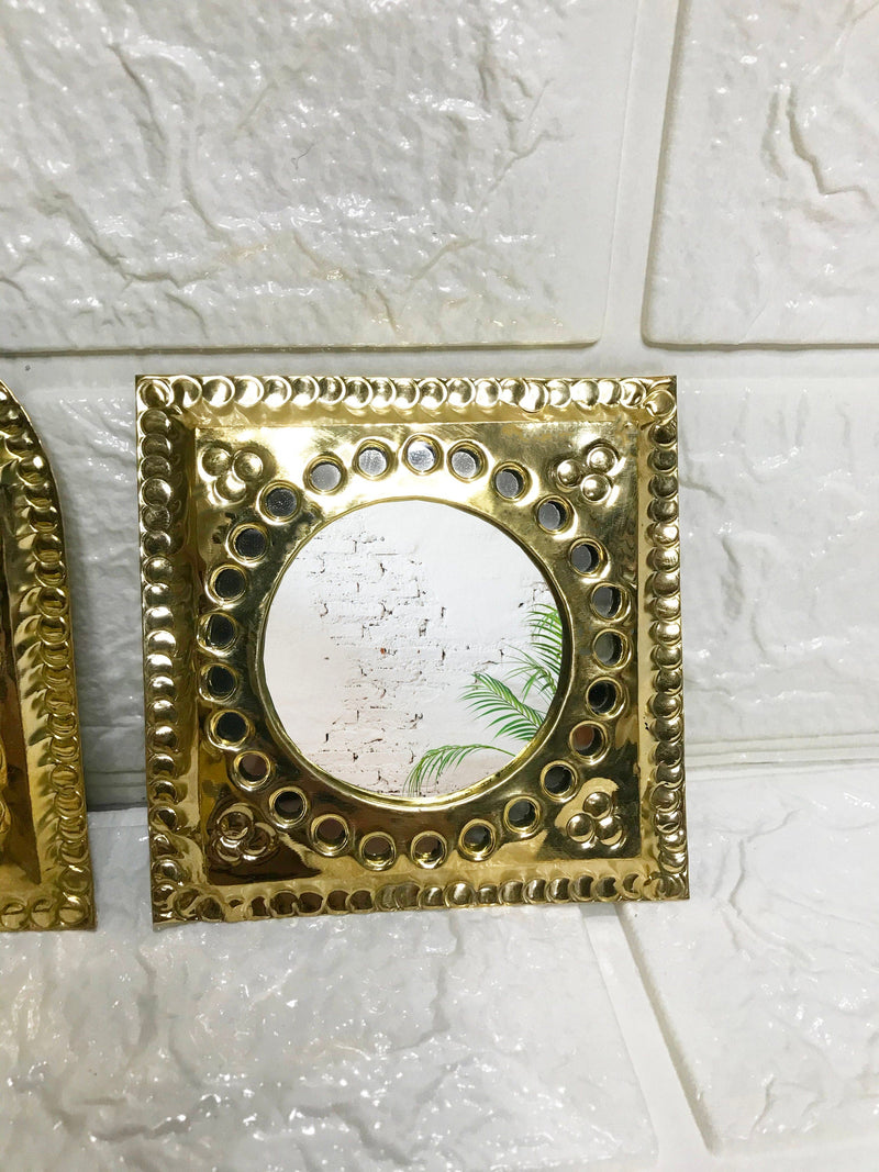Set of Wall Decorative Mirrors - Brass Small Wall Mirrors