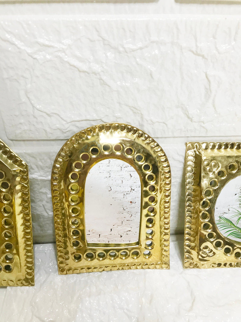 Set of Wall Decorative Mirrors - Brass Small Wall Mirrors