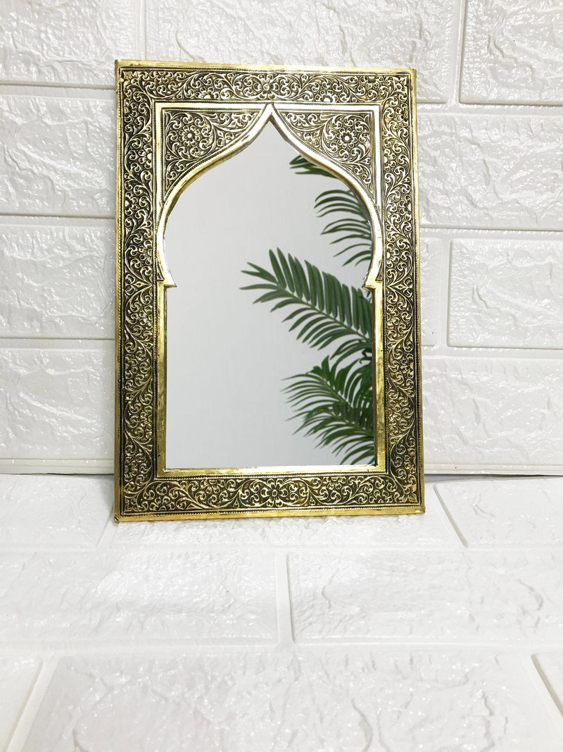 Moroccan Carved Handmade Mirror - Antique Brass Mirror