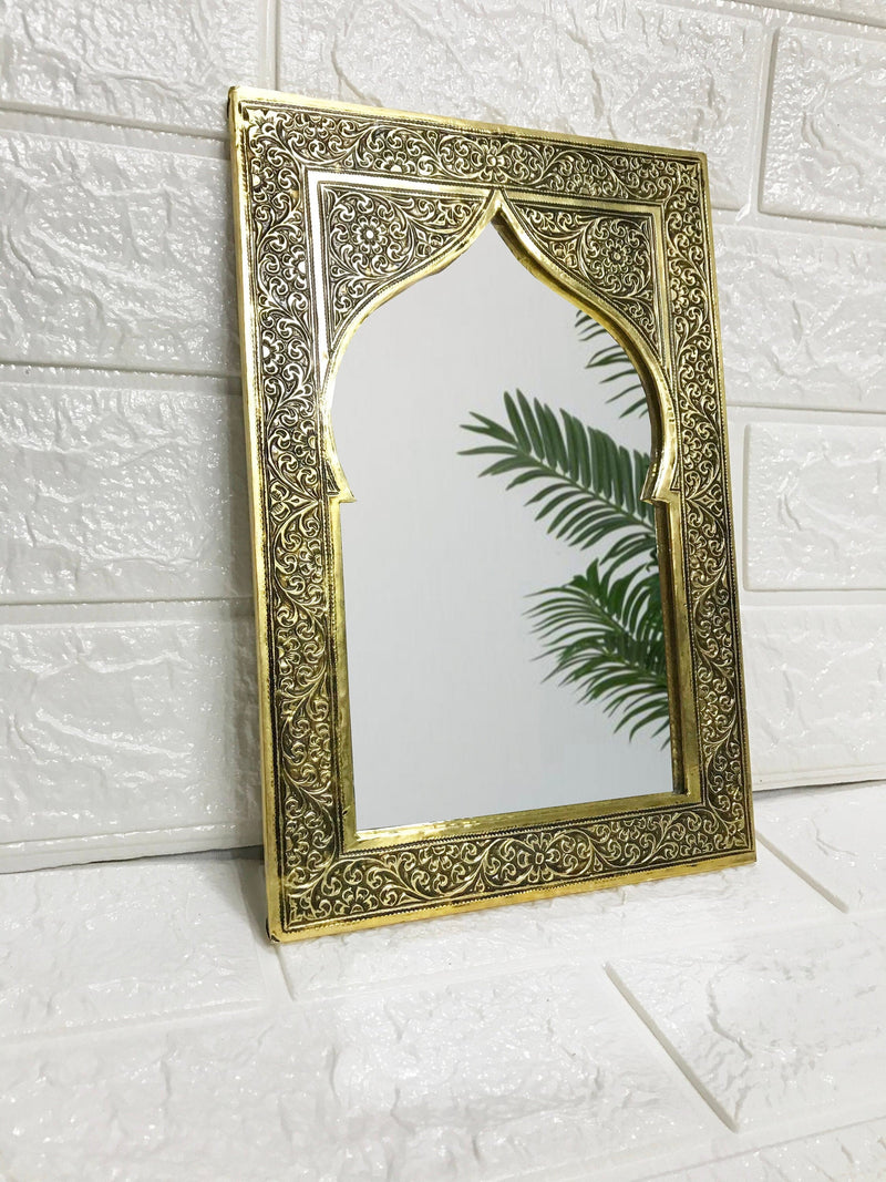 Moroccan Carved Handmade Mirror - Antique Brass Mirror