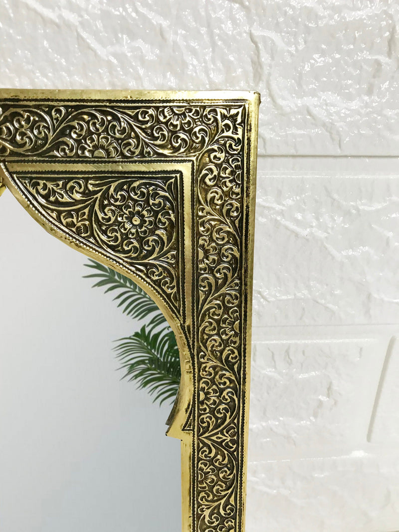 Moroccan Carved Handmade Mirror - Antique Brass Mirror