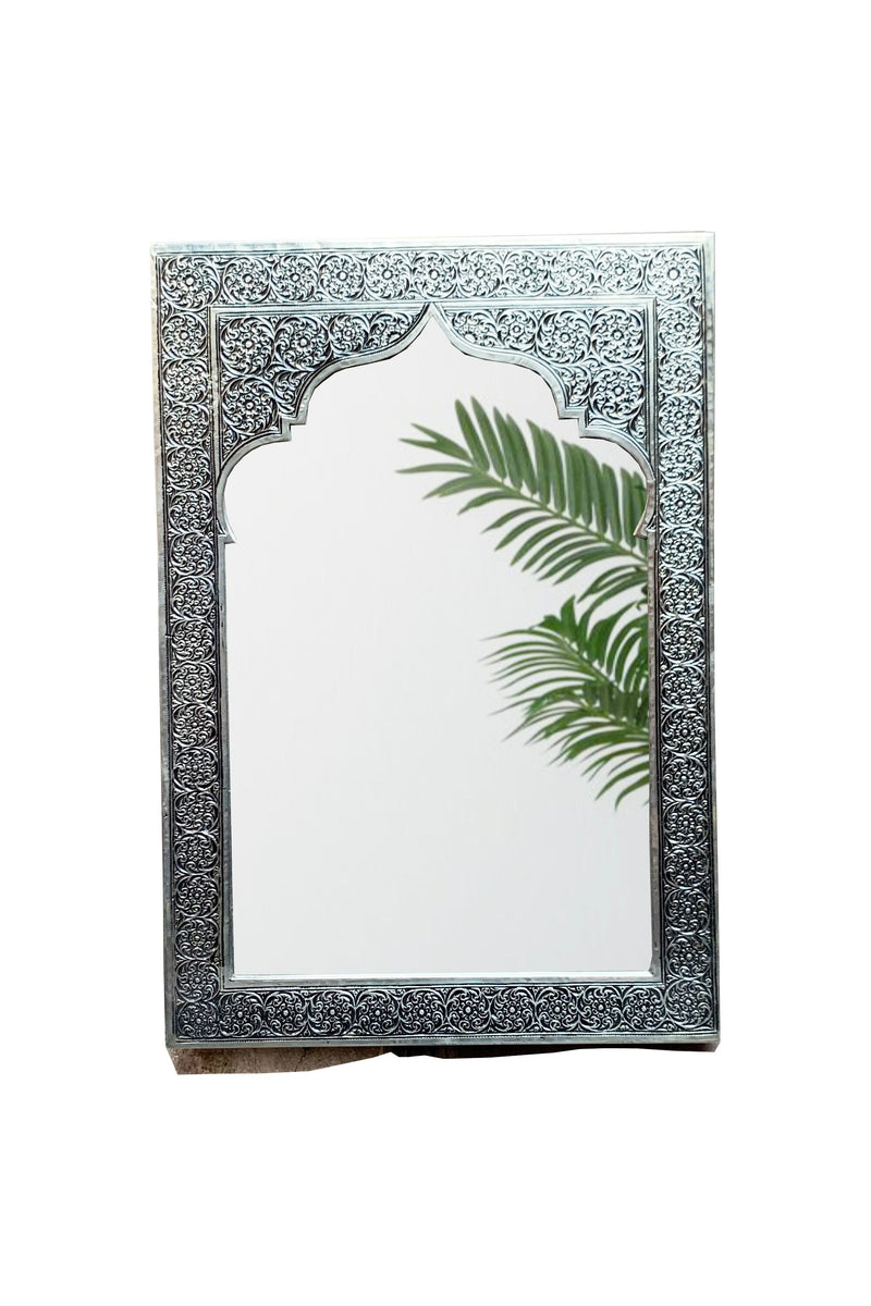 Moroccan Silver Carved Wall Mirror