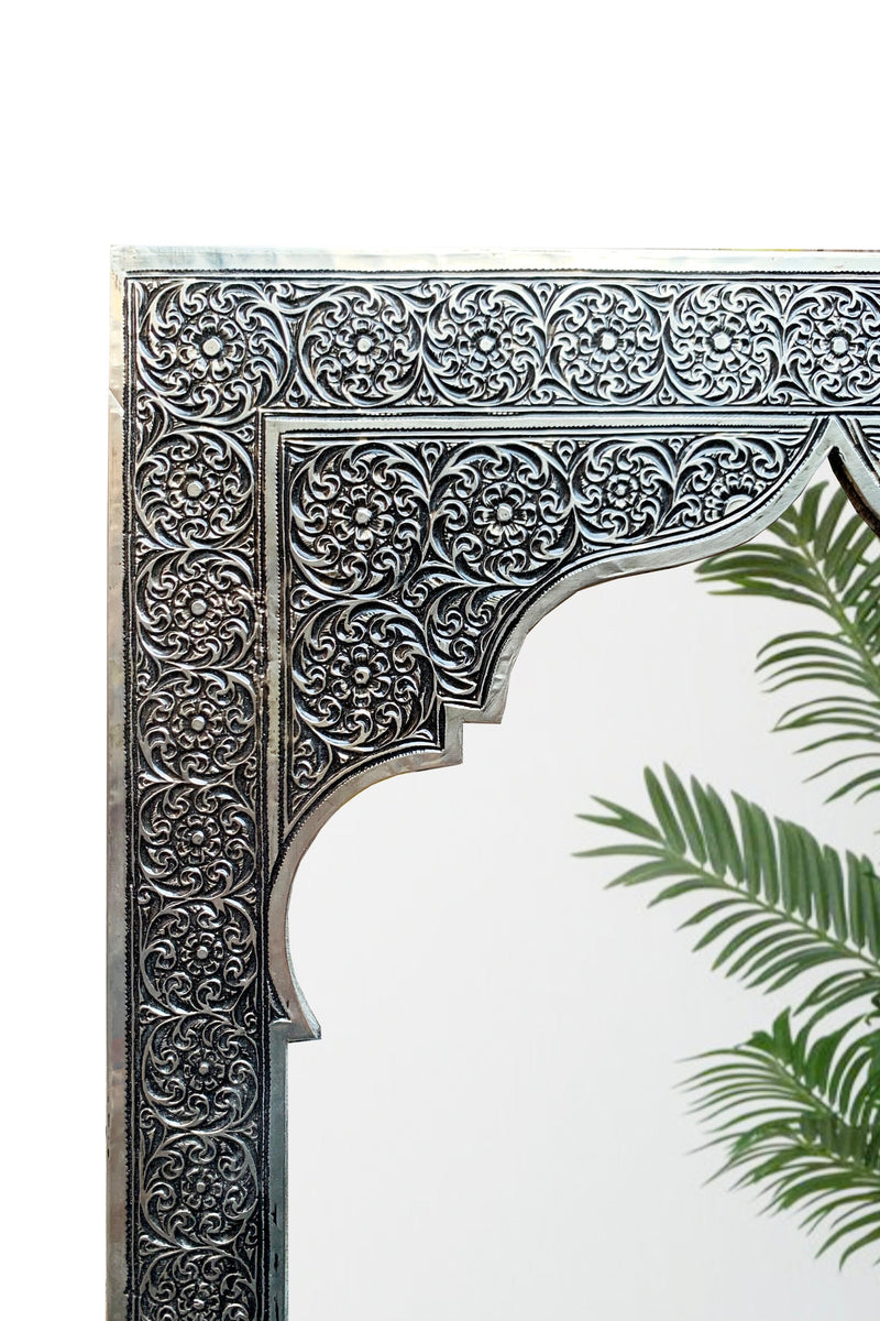 Moroccan Silver Carved Wall Mirror