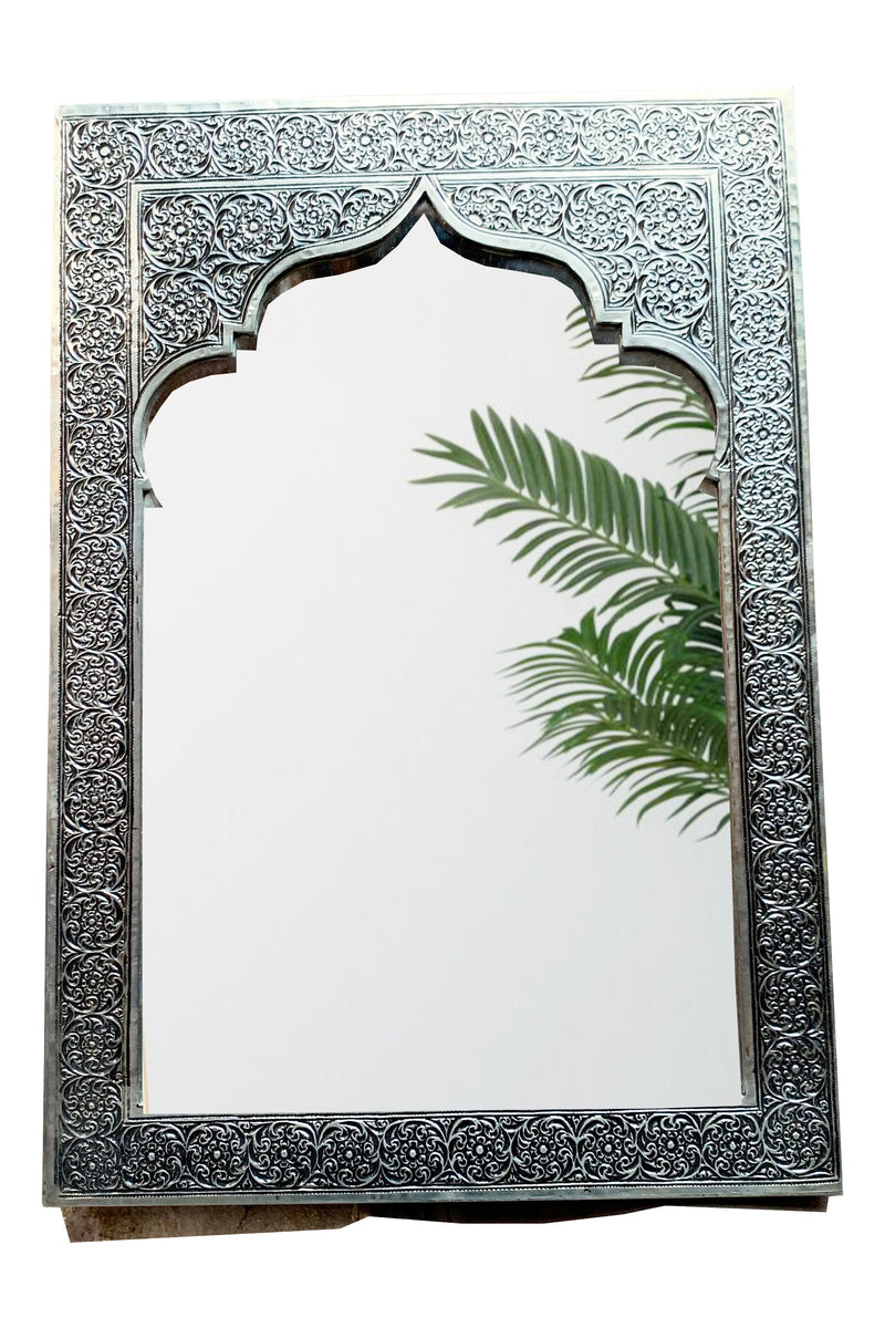 Moroccan Silver Carved Wall Mirror
