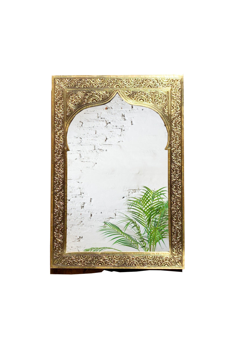 Moroccan Engraved Brass Wall Mirror