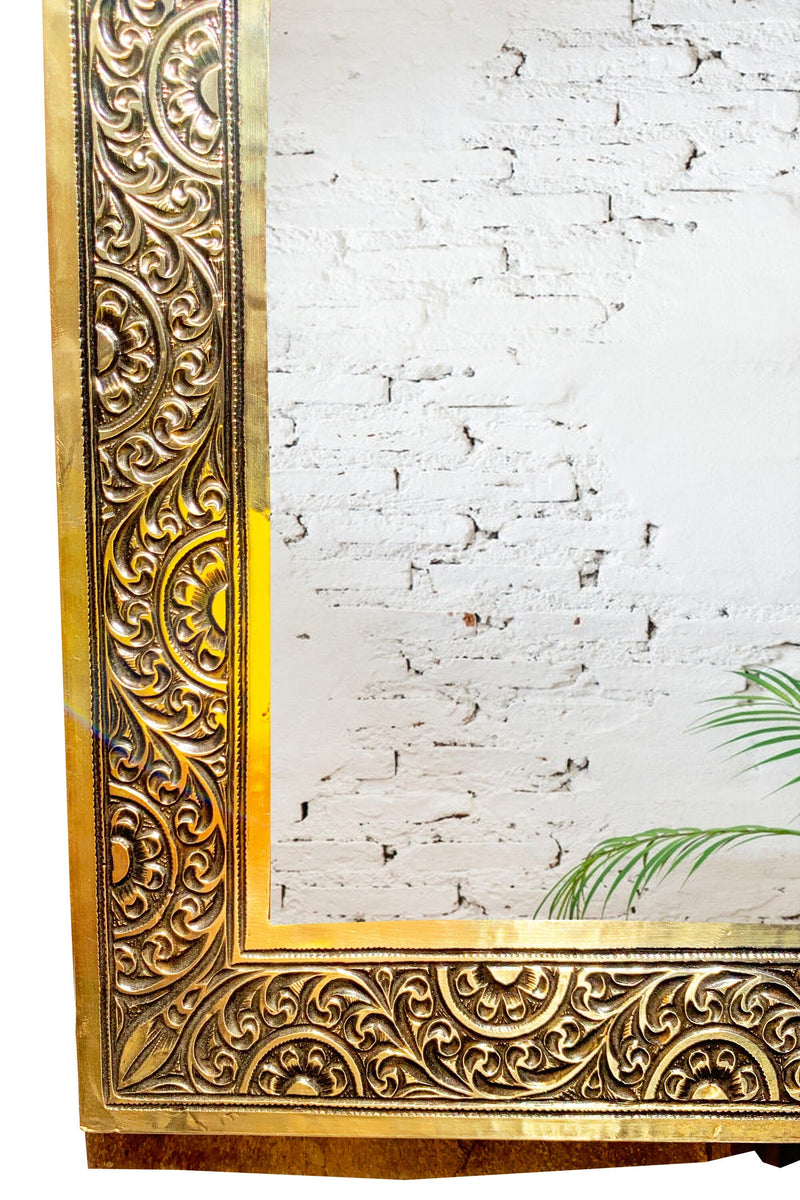 Moroccan Engraved Brass Wall Mirror