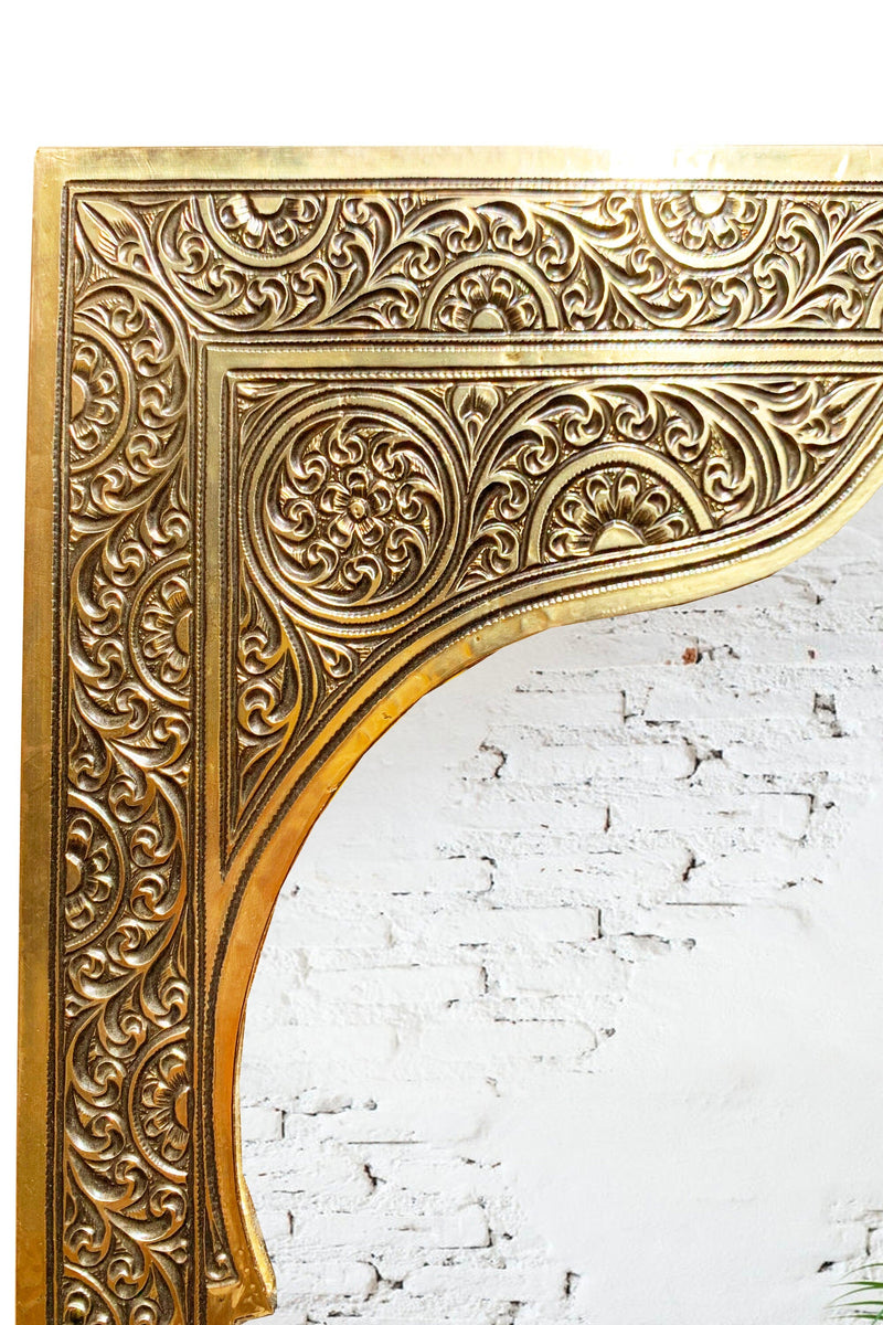 Moroccan Engraved Brass Wall Mirror