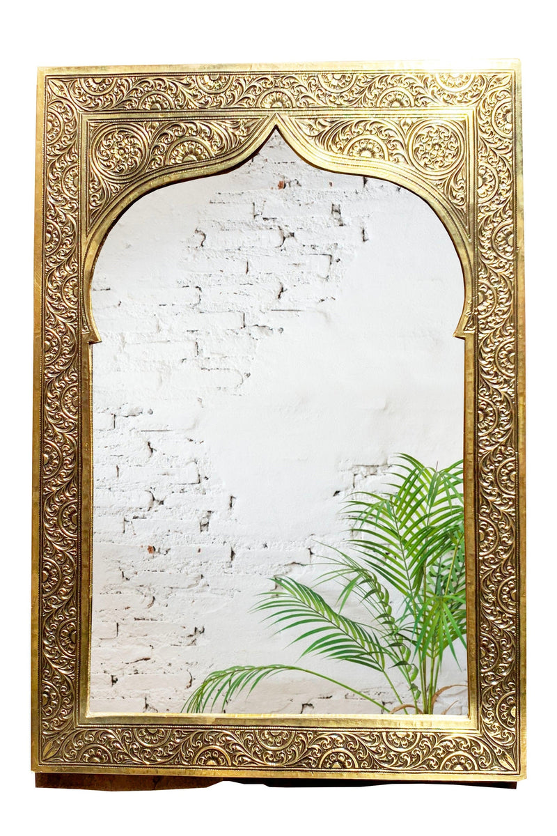 Moroccan Engraved Brass Wall Mirror