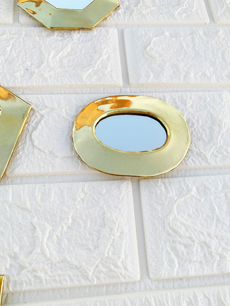 Set of 12 - 6 Small Brass Mirror - Small Decorative Wall Mirrors
