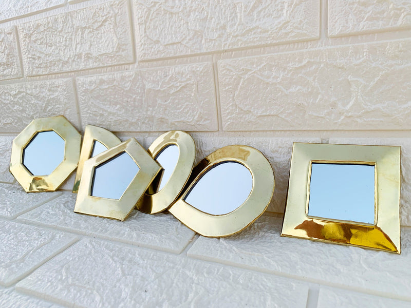 Set of 12 - 6 Small Brass Mirror - Small Decorative Wall Mirrors