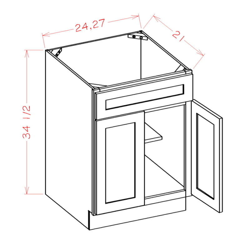 27 Inch White Shaker Single Sink Bathroom Vanity