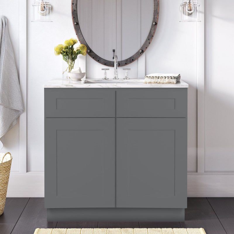 36 Inch Grey Shaker Single Sink Bathroom Vanity