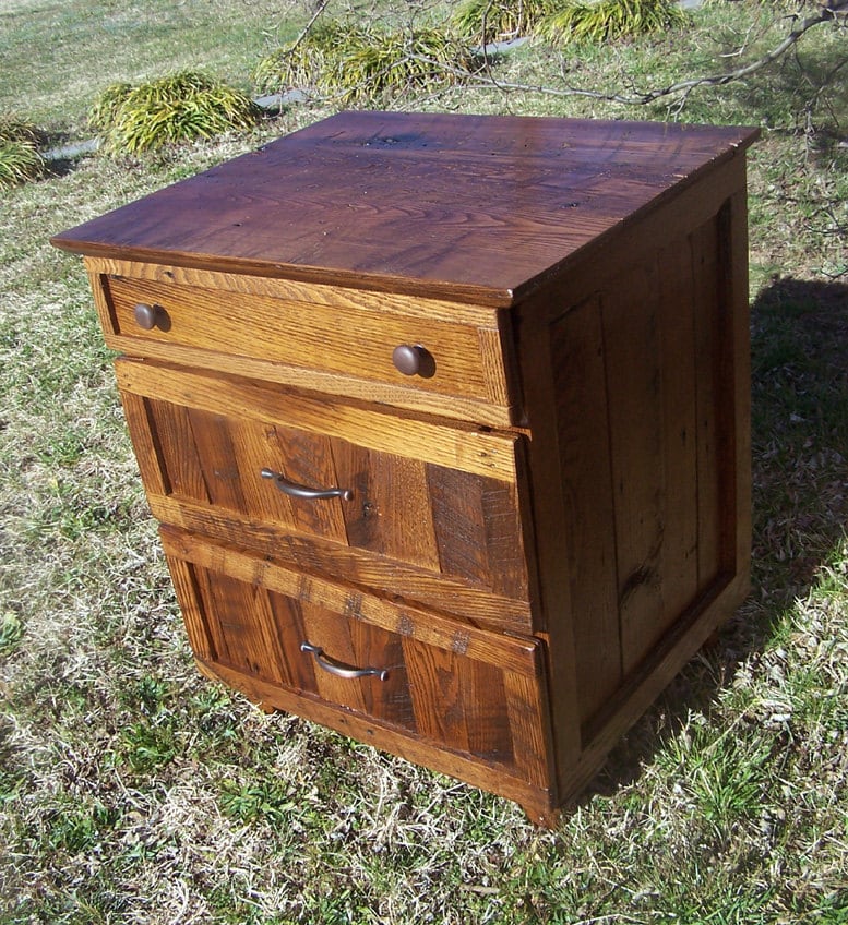 FREE SHIPPING - Nightstand With Drawers, Rustic Nightstand, Oak Nightstand, Solid Wood Nightstand With Drawers, Wooden Nightstand, Vintage