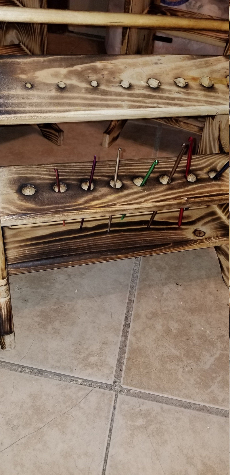 5 Skein Yarn Holder & Organizer | Wooden Yarn Rack | Knitting & Crochet Storage | Handcrafted Craft Room Decor | Yarn Spool Display