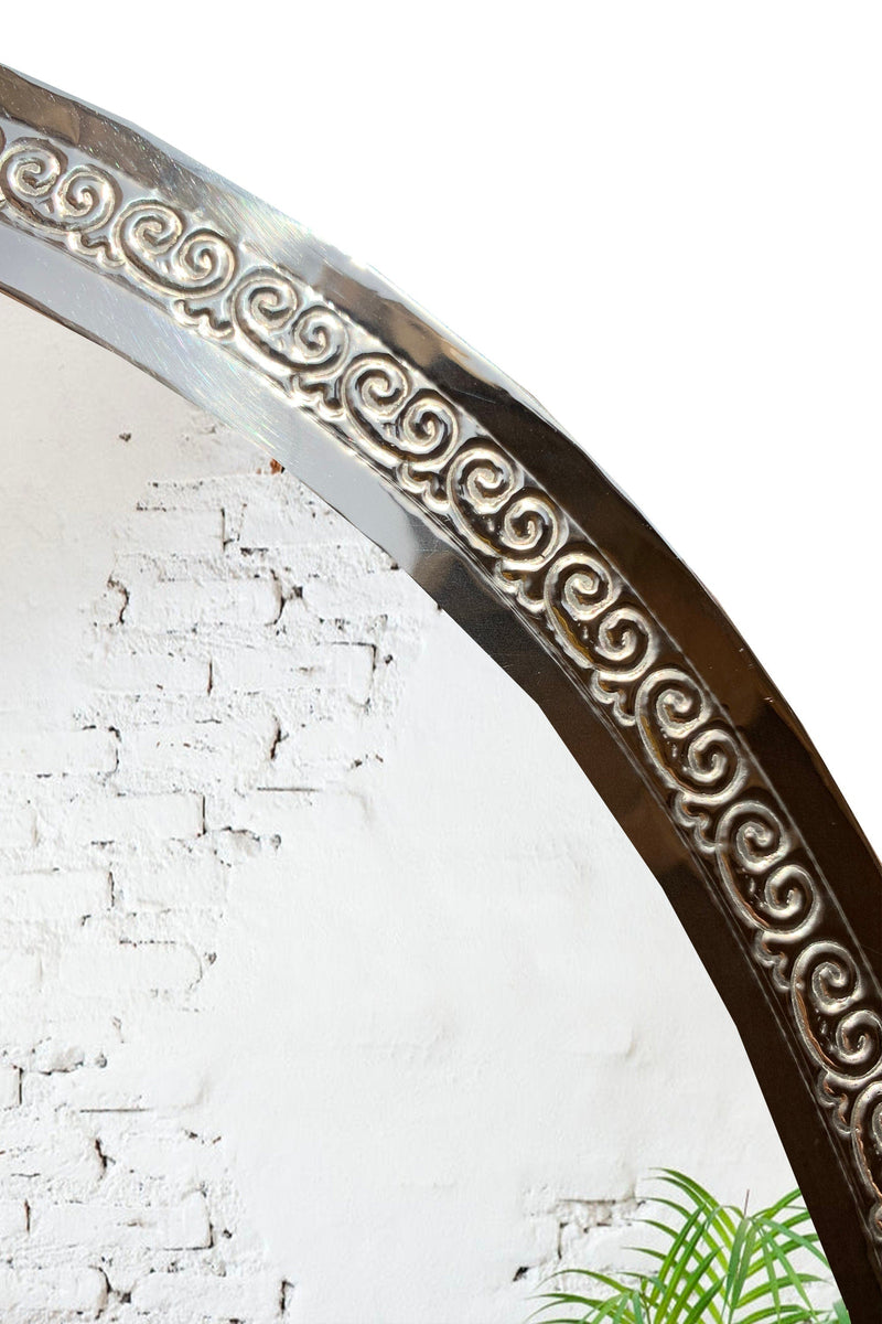 Large Silver Carved Moroccan Handmade Wall Mirror