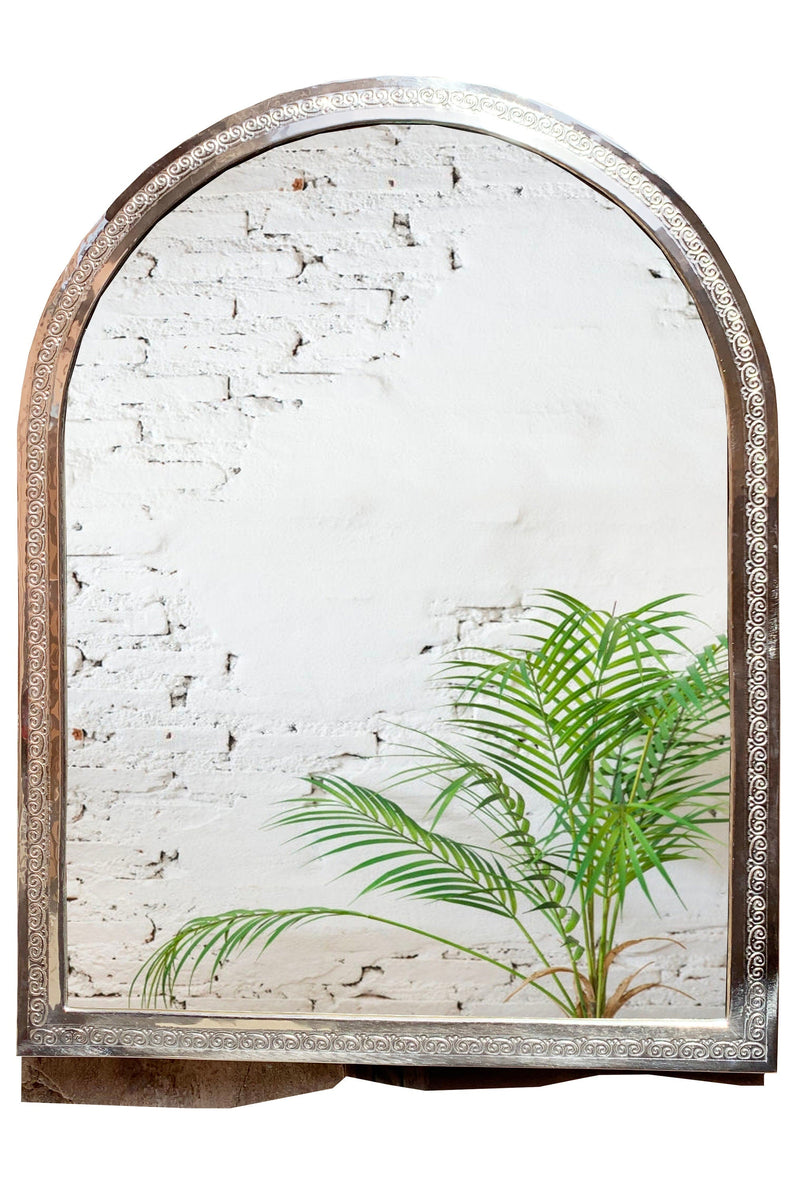 Large Silver Carved Moroccan Handmade Wall Mirror