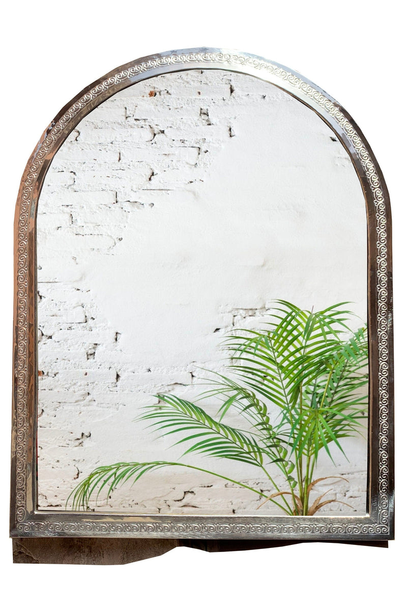 Large Silver Carved Moroccan Handmade Wall Mirror