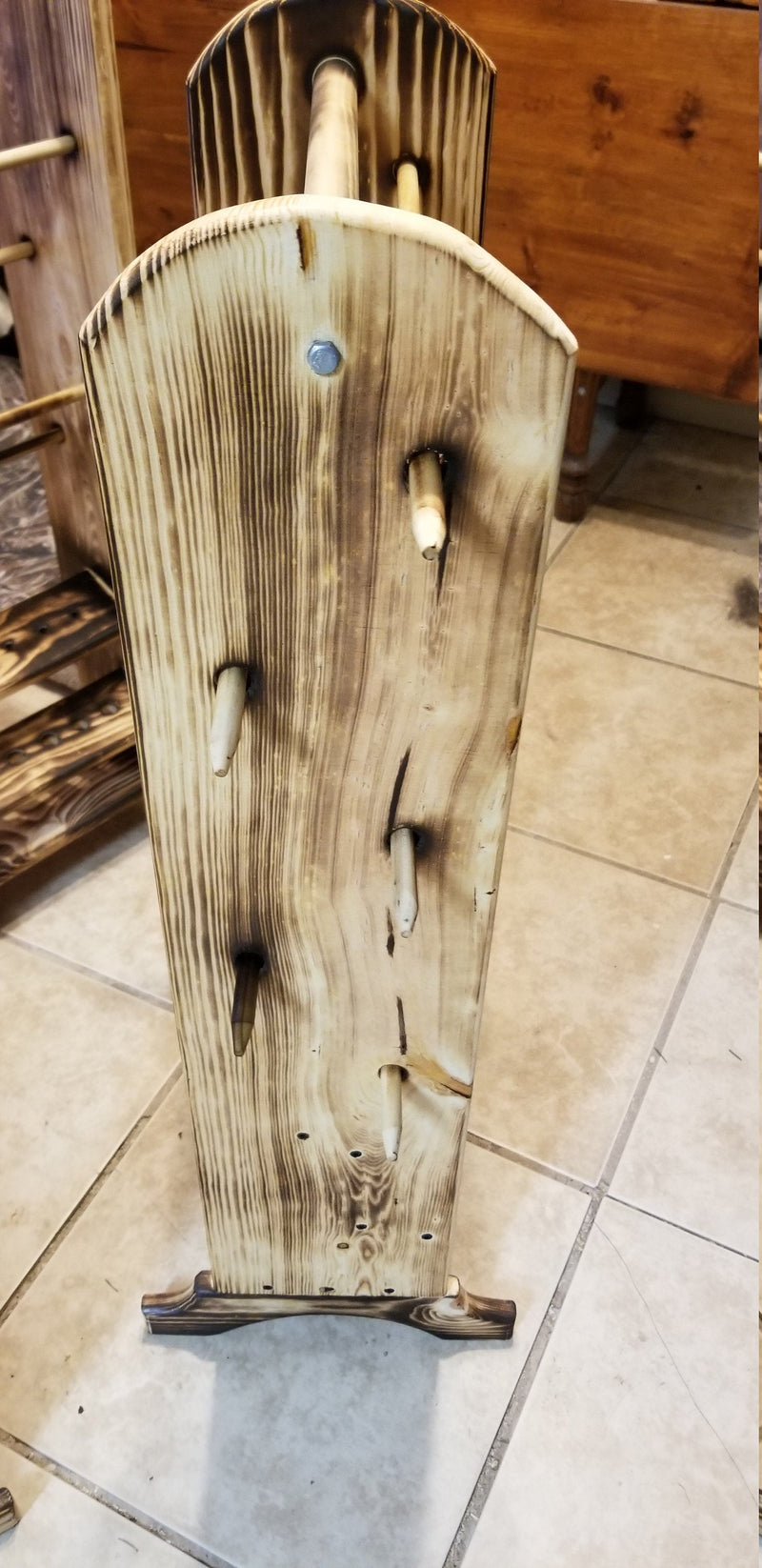 5 Skein Yarn Holder & Organizer | Wooden Yarn Rack | Knitting & Crochet Storage | Handcrafted Craft Room Decor | Yarn Spool Display