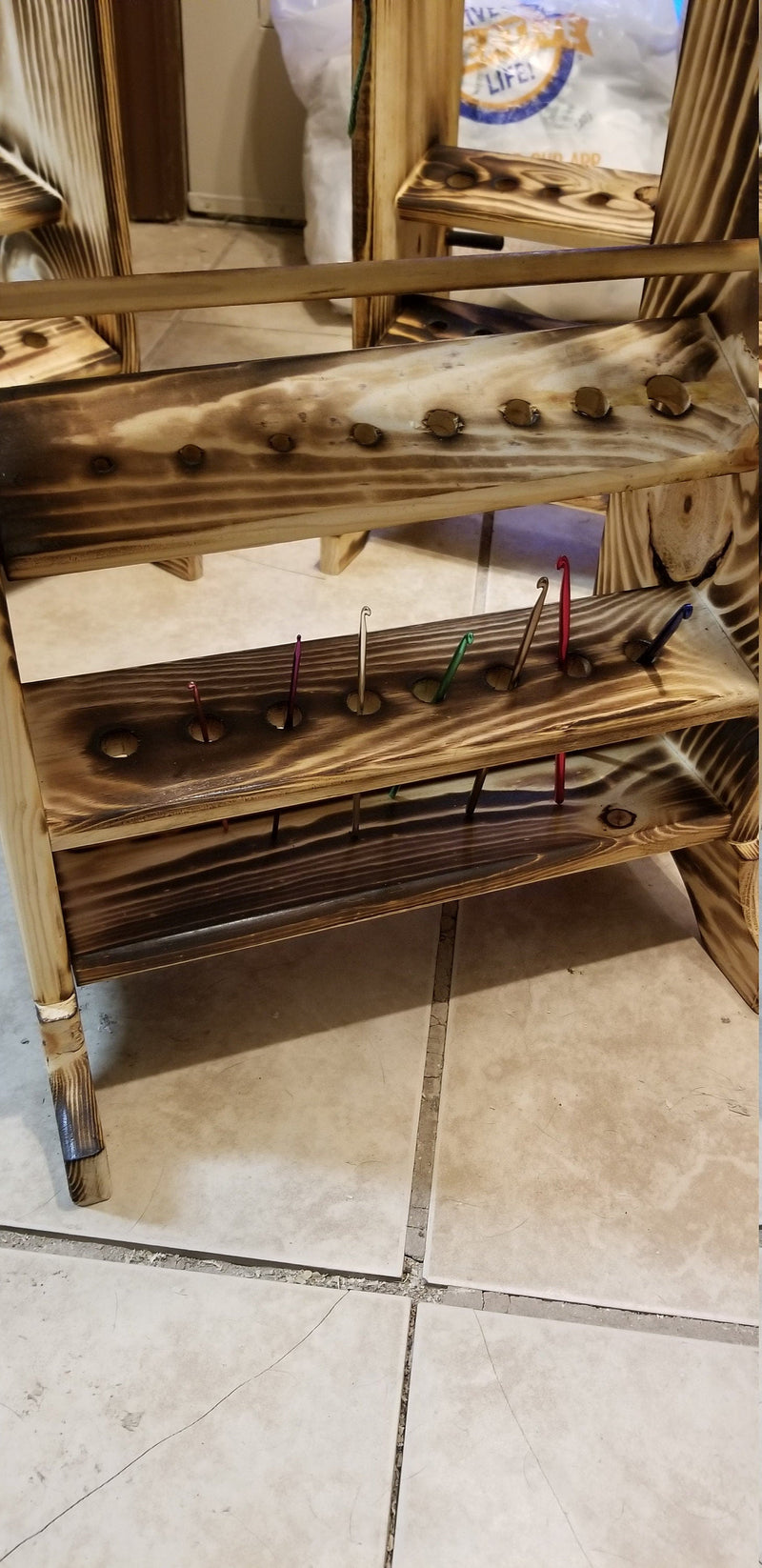 5 Skein Yarn Holder & Organizer | Wooden Yarn Rack | Knitting & Crochet Storage | Handcrafted Craft Room Decor | Yarn Spool Display