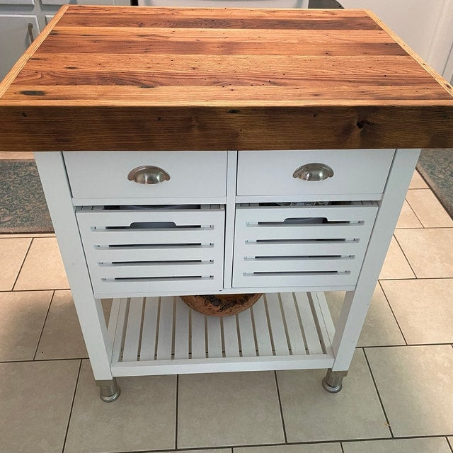 Reclaimed Wormy Chestnut Solid Wood Butcher Block Countertop - Custom sizes - Reclaimed Wood Kitchen Countertops