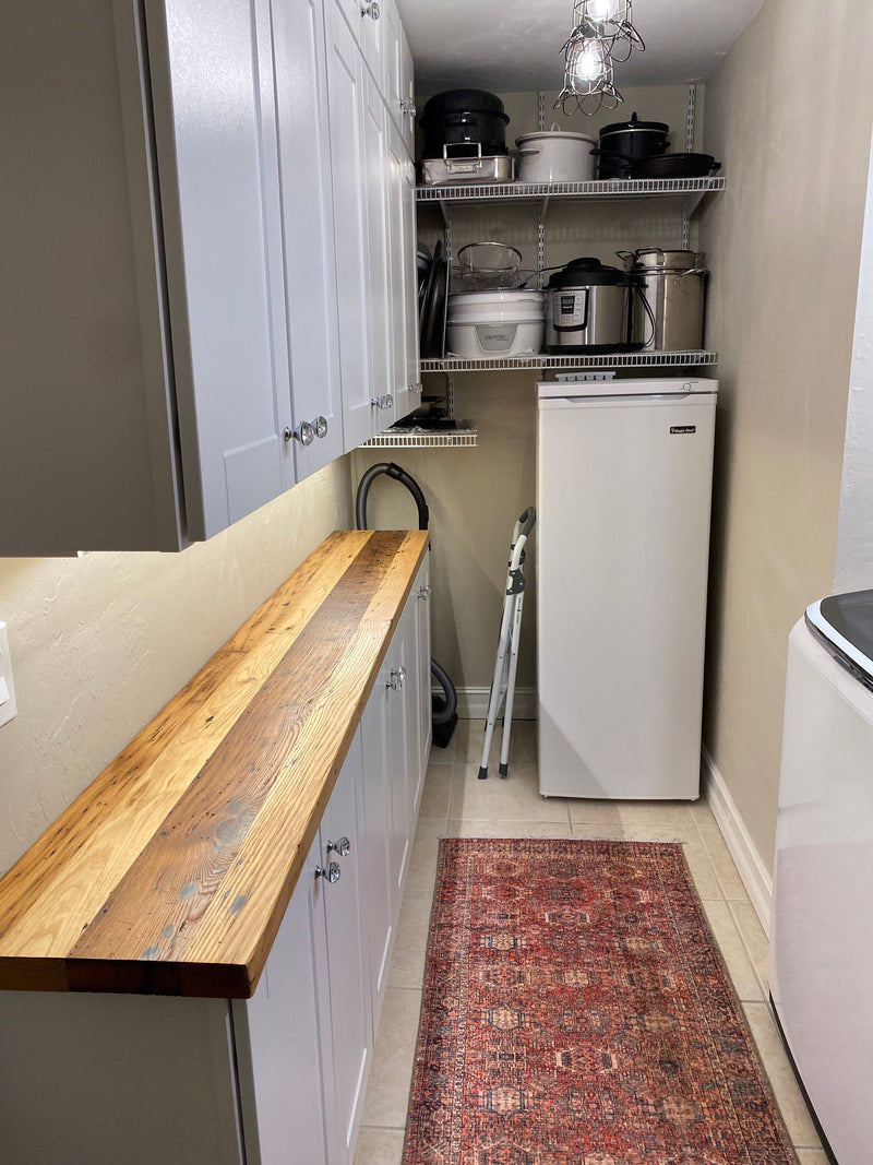 Custom Wormy Chestnut Island Kitchen - Reclaimed Wooden Butcher Block Countertop - Kitchen Solid Wood Counter Top