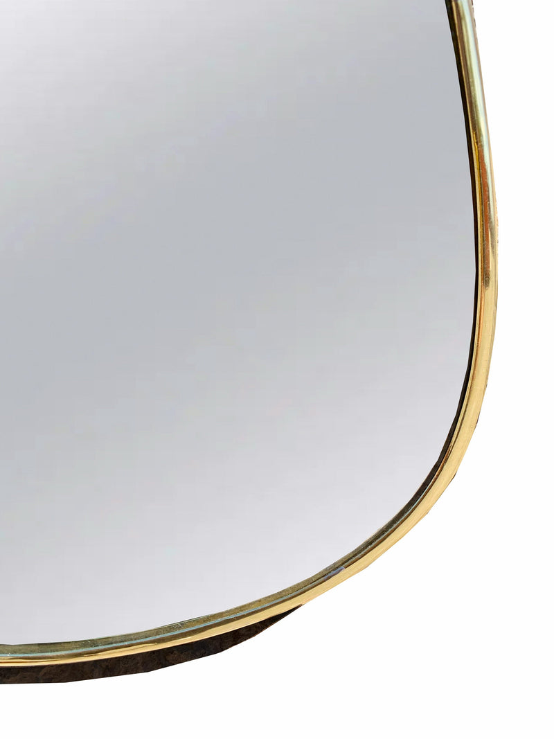 Asymmetrical Antique Brass Mirror - Handcrafted Irregular Brass Mirror