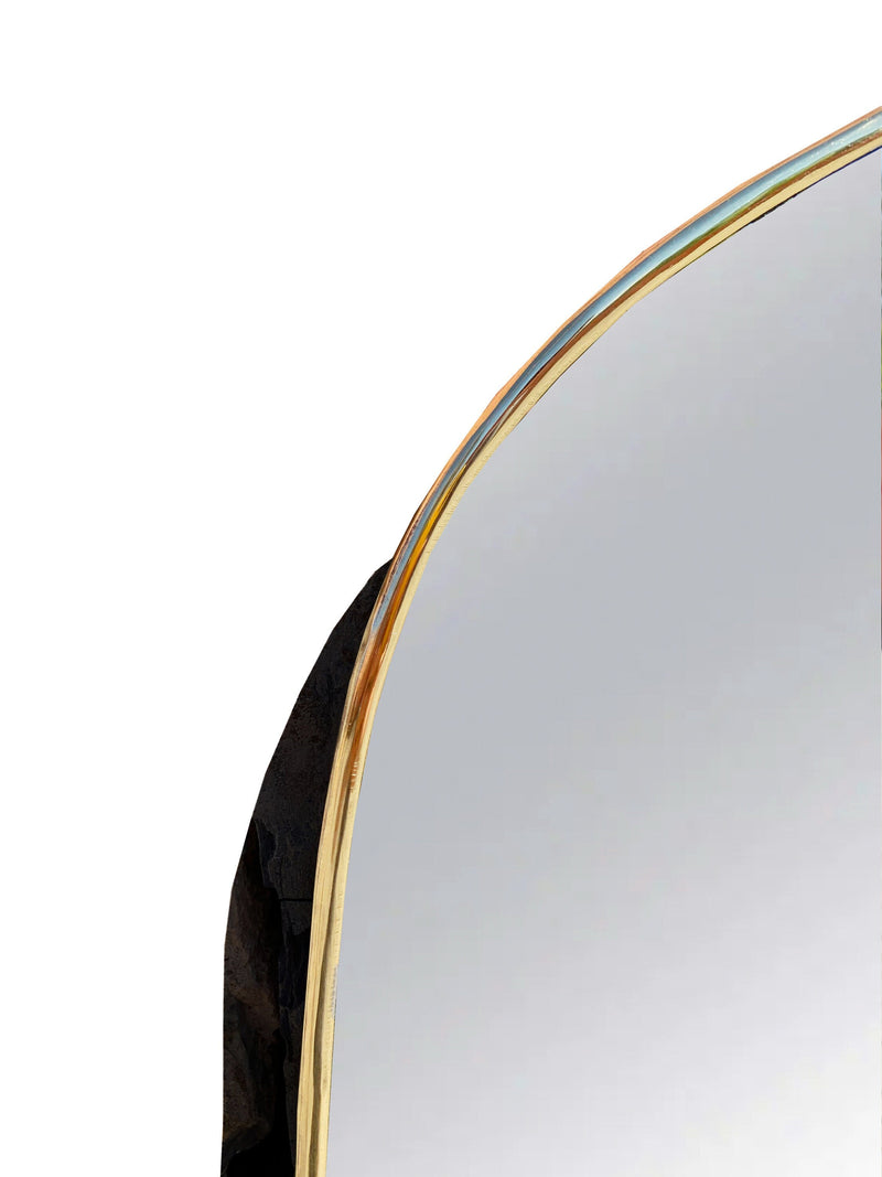 Asymmetrical Antique Brass Mirror - Handcrafted Irregular Brass Mirror