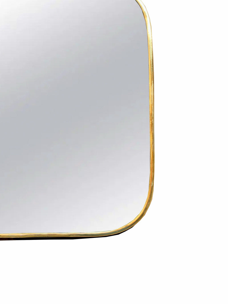 Square Gold Mirror - Handmade Brass unlacquered Brass Mirror