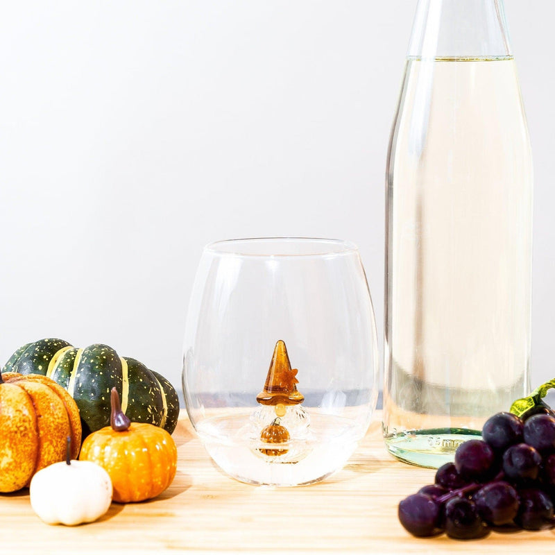 3D Pumpkin Gnome Stemless Wine Glasses