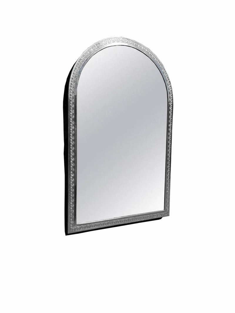 Moroccan Handmade Hand-Engraved Silver Arch Mirror