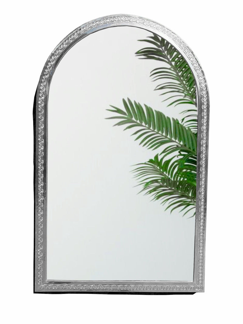 Moroccan Handmade Hand-Engraved Silver Arch Mirror