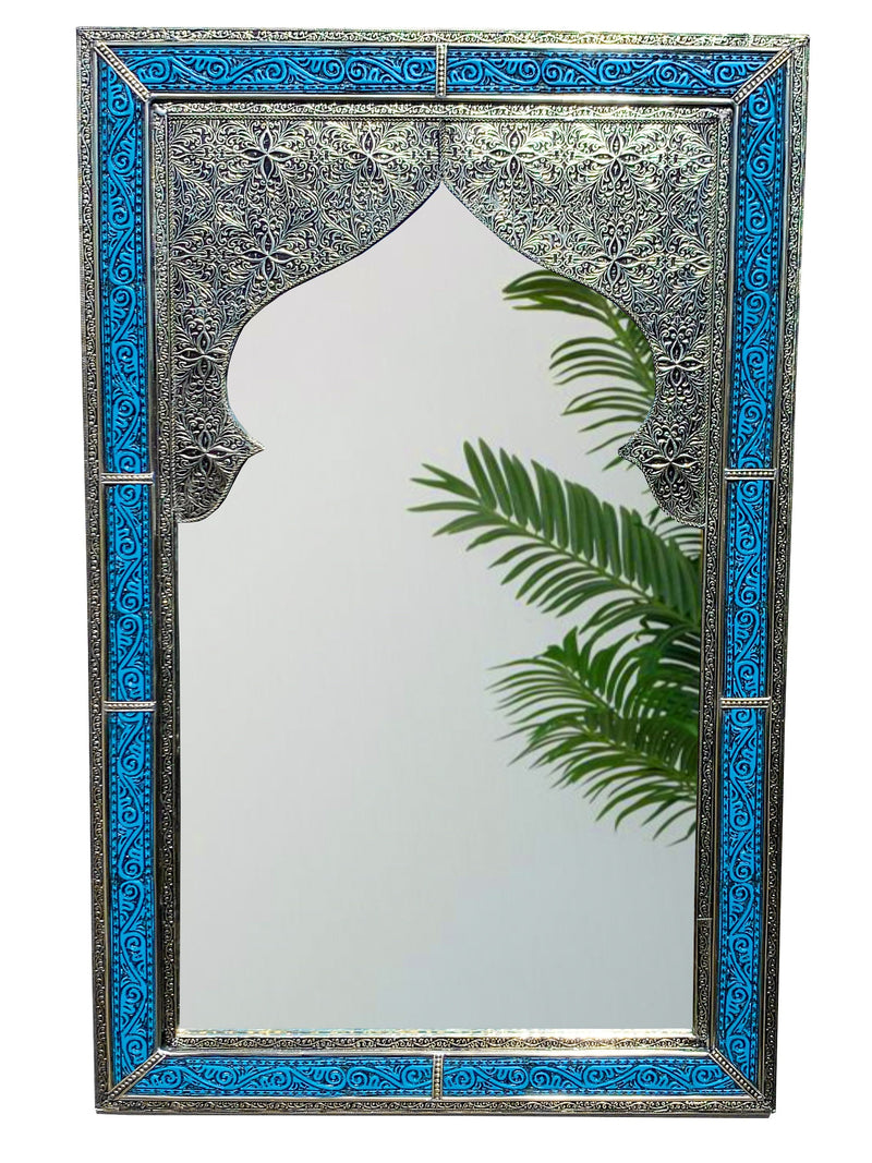 Moroccan Blue Frame Wall Mirror - Handmade Mirror