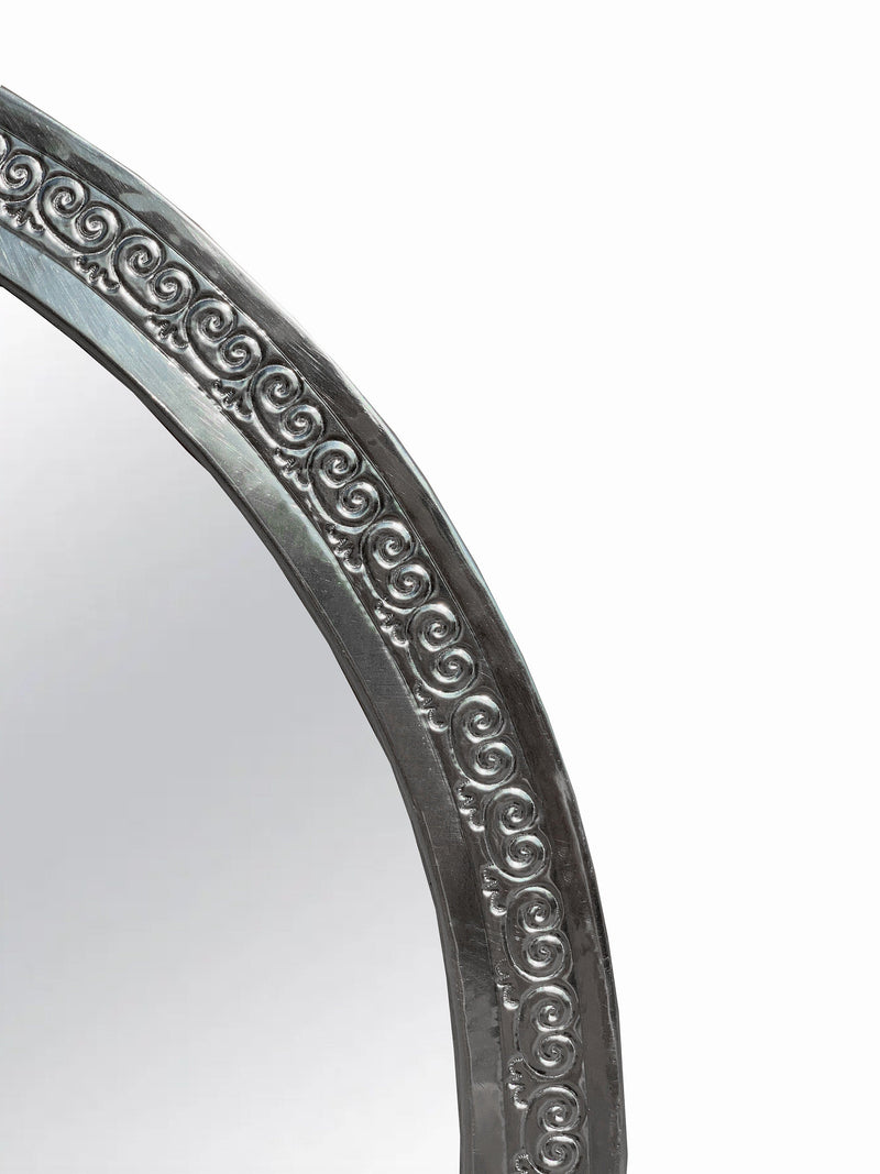 Moroccan Handmade Hand-Engraved Silver Arch Mirror