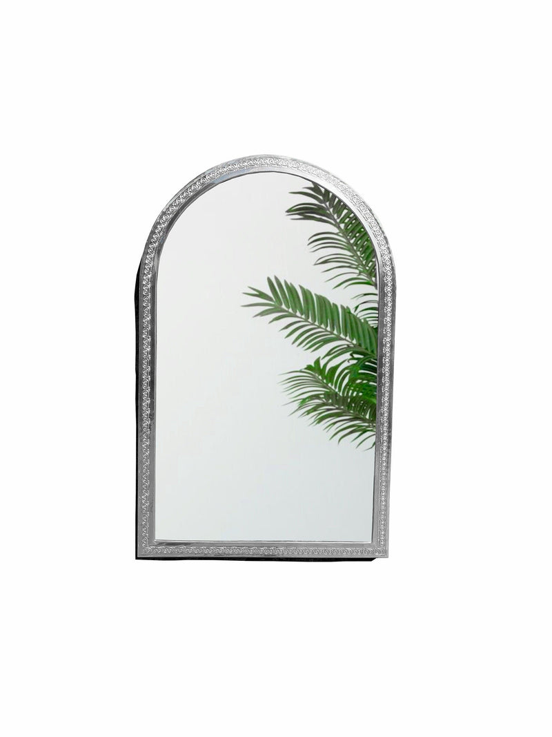 Moroccan Handmade Hand-Engraved Silver Arch Mirror