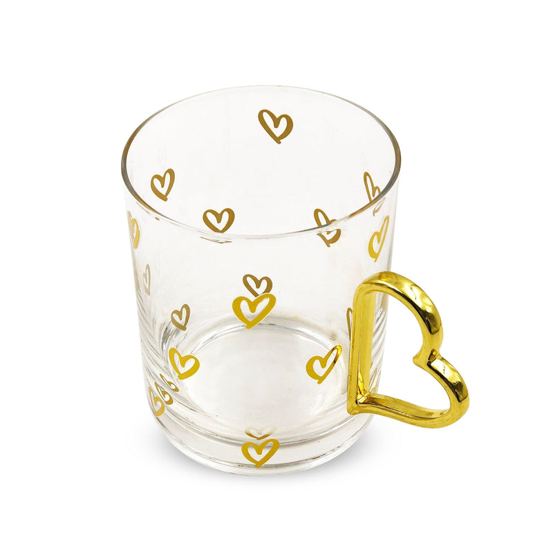 Gold Heart Glass Coffee Mug