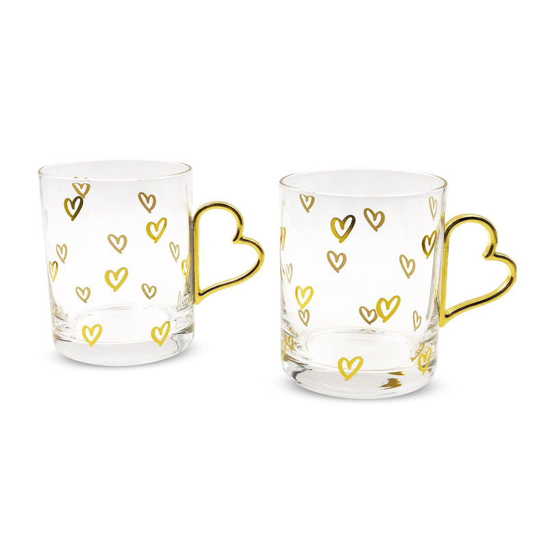 Gold Heart Glass Coffee Mug