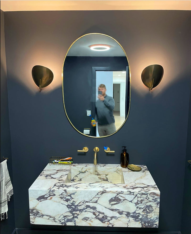 Brass Oval Mirror - Handmade Antique Bathroom Mirror