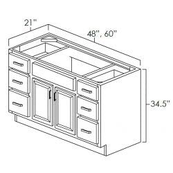 48 Inch Hickory Shaker Single Sink Bathroom Vanity with Drawers